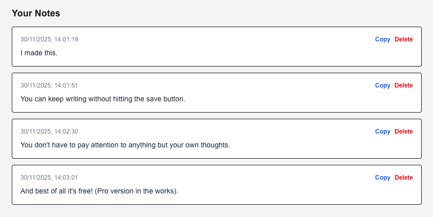 Example of notes saved under the composer